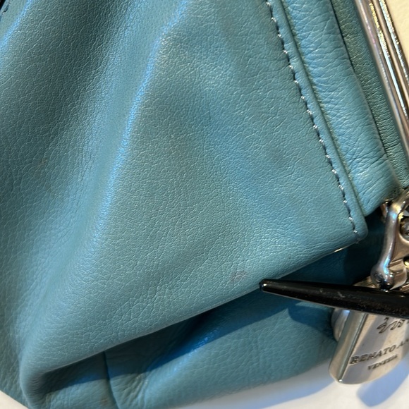 Renato Angi Venezia blue wristlet soft leather magnetic / zipper Italy - Picture 7 of 10